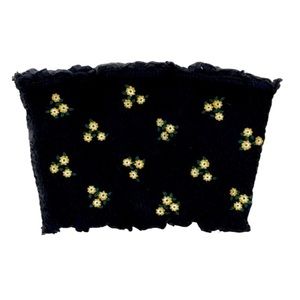 H&m Sleeveless Crop Top With Flower Pattern Black *$5 IF BUNDLED W/ANOTHER ITEM*